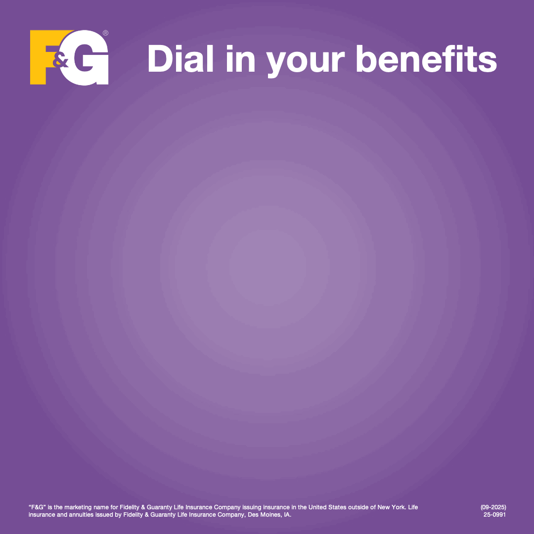 Advertisement with the Benefit Dial graphic highlighting each corner of the dial